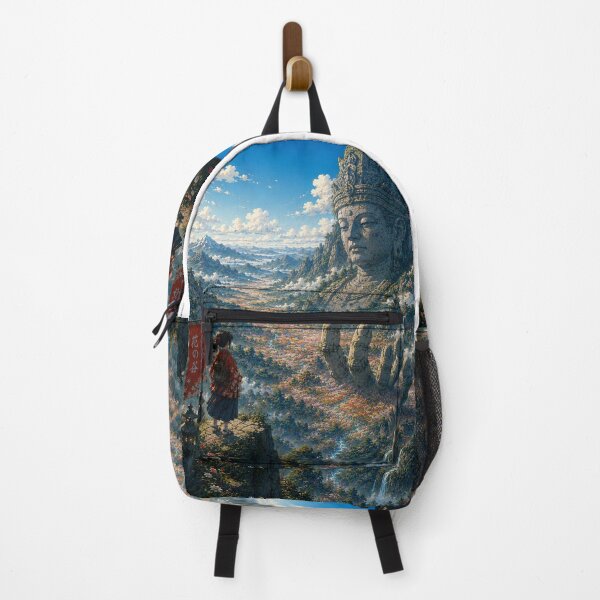 Item preview, Giant Sacred Statue Valley – Japanese Fantasy Ukiyo-e Wall Art designed and sold by Substance_life.