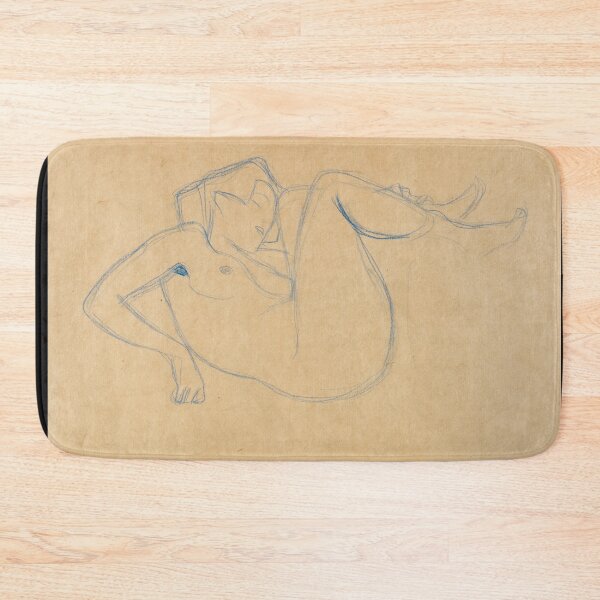 Item preview, Reclining Nude Blue Pencil Sketch designed and sold by artofuniverse.