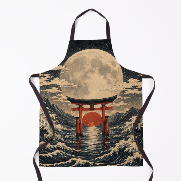 Item preview, Japanese Torii Gate Under Full Moon | Vintage Ukiyo Inspired Ocean Artwork designed and sold by BrainCurves.