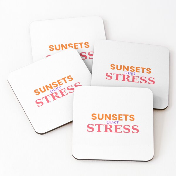 Item preview, Sunsets Over Stress Funny Summer Beach Tee designed and sold by 7Four1 Designs.