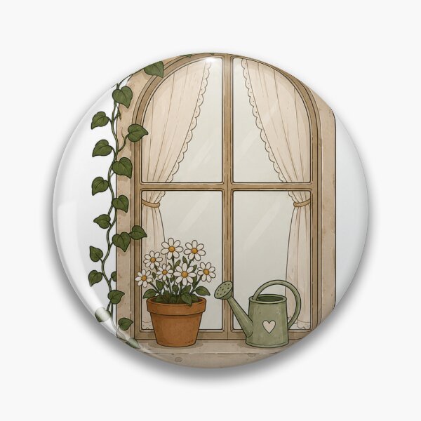 Item preview, Cozy Cottage Window with Daisy Plant Sticker | Vintage Botanical Aesthetic designed and sold by PopStickerLab22.