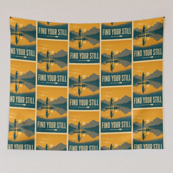 Item preview, Golden Hour Paddle Retro Screen Print Lake Poster Art SUP Summer Camp Gift designed and sold by sharifex.