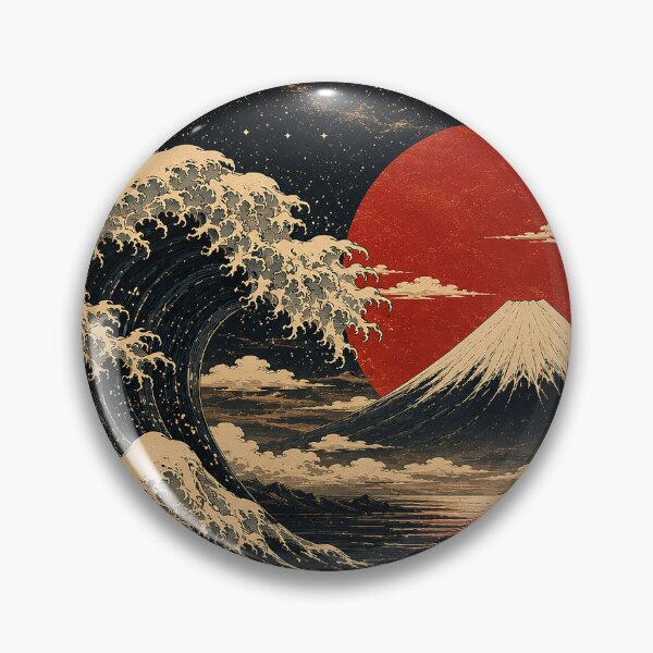 Item preview, Japanese Mountain Landscape | Vintage Ukiyo Inspired Ocean Wave Illustration designed and sold by BrainCurves.