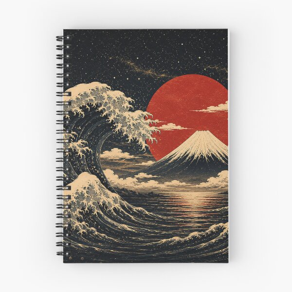 Item preview, Japanese Mountain Landscape | Vintage Ukiyo Inspired Ocean Wave Illustration designed and sold by BrainCurves.