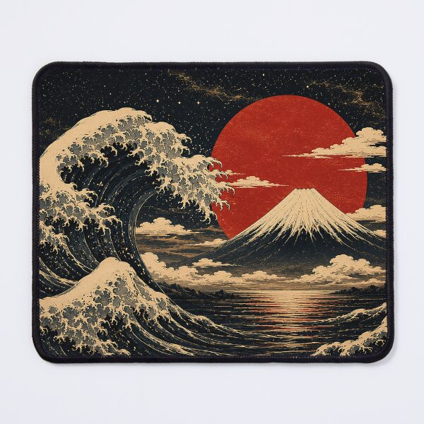Item preview, Japanese Mountain Landscape | Vintage Ukiyo Inspired Ocean Wave Illustration designed and sold by BrainCurves.