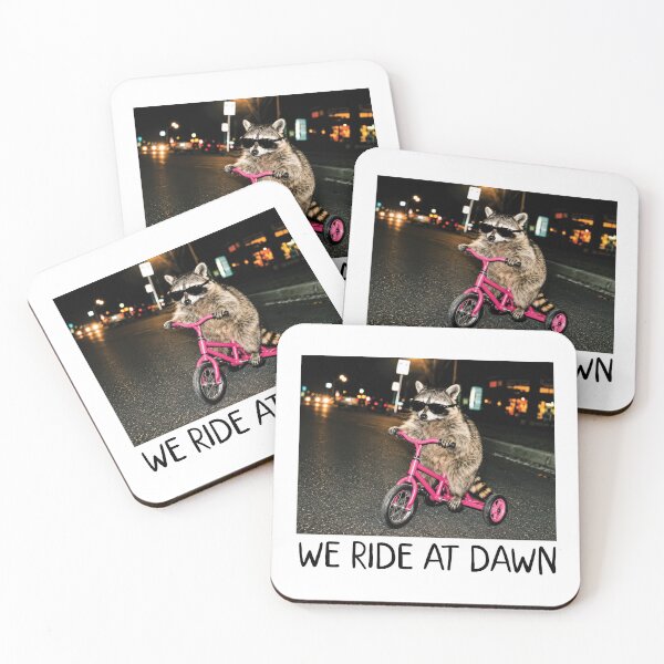 Item preview, Funny Raccoon Meme, We Ride at Dawn, Riding Tricycle Chaotic designed and sold by OndaLifeCo.