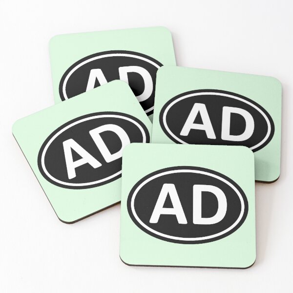 Item preview, AD Initials Monogram Oval White Letters designed and sold by Jeallan Designs.