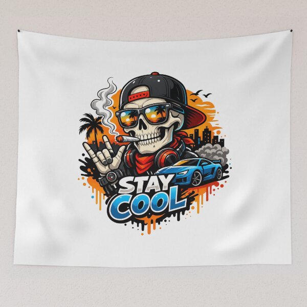 Item preview, ?? Stay Cool Skull Street Style Graphic T-Shirt | Urban Hip Hop Skeleton Design designed and sold by MAStrends.