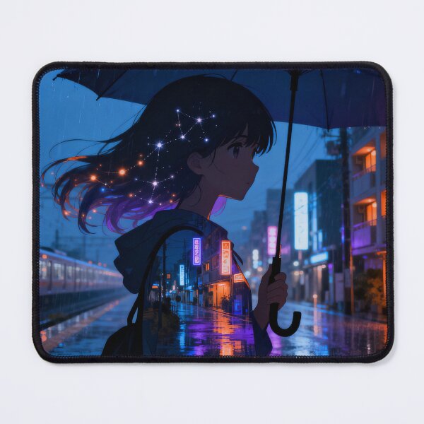 Item preview, Constellation Girl — Neon Tokyo Rain Anime Art designed and sold by middelight-luna.