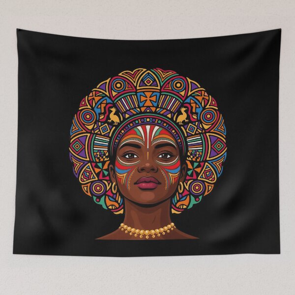 Item preview, African Woman Afro Color Painted Face Black Queen Afro designed and sold by Redgiant87x.