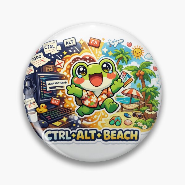 Item preview, Cute Kawaii Frog Ctrl Alt Beach Sticker designed and sold by Cozy404Lab.
