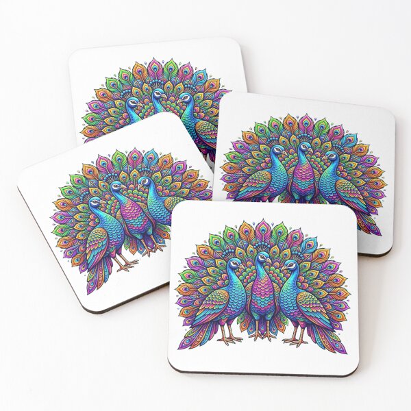 Item preview, Vibrant Rainbow Peacock Trio Art designed and sold by BRTSHA88.