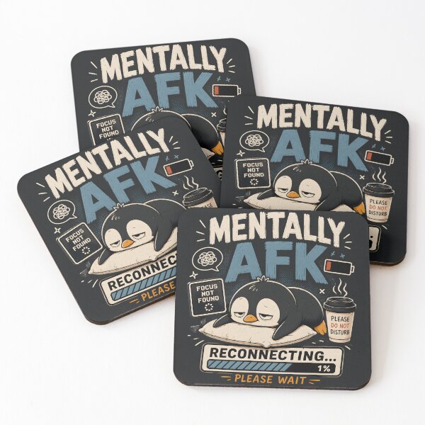 Item preview, Mentally AFK Please Wait Funny Penguin designed and sold by MidnightCache.
