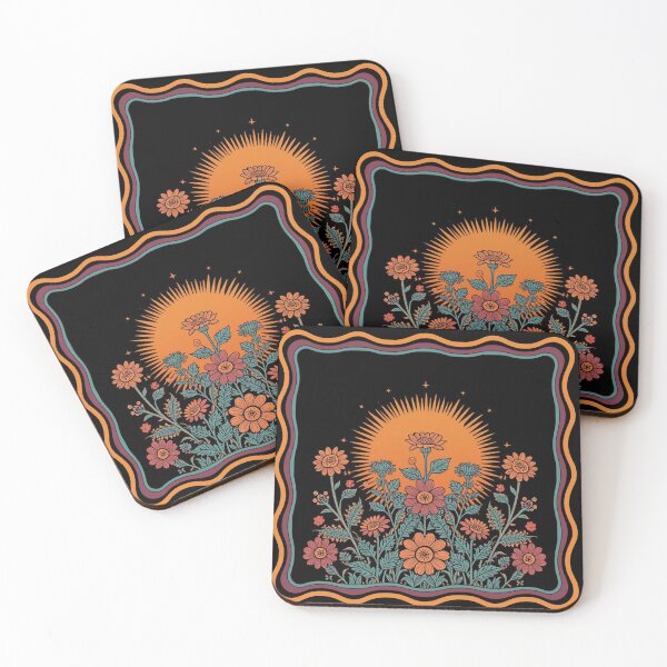 Item preview, Retro Psychedelic Wildflowers with Radiant Sun designed and sold by carthagia.
