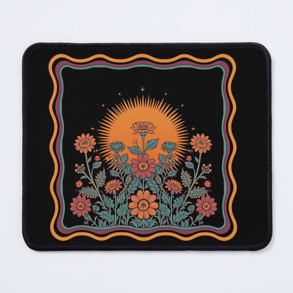 Item preview, Retro Psychedelic Wildflowers with Radiant Sun designed and sold by carthagia.