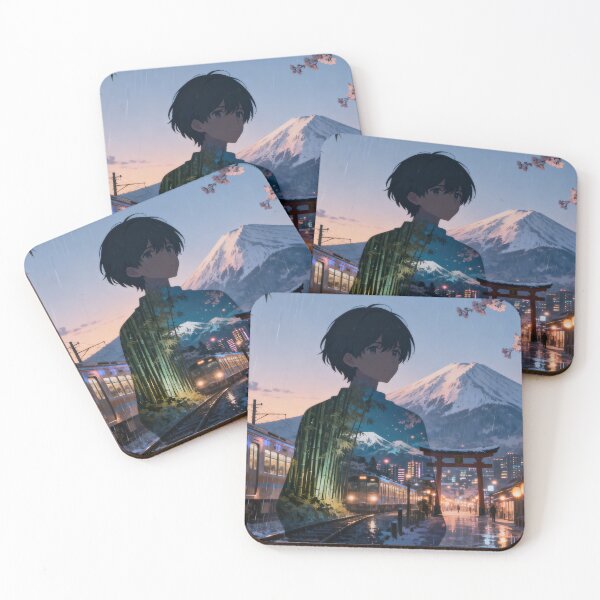 Item preview, Memories of Japan — Surreal Double Exposure Anime Art designed and sold by middelight-luna.
