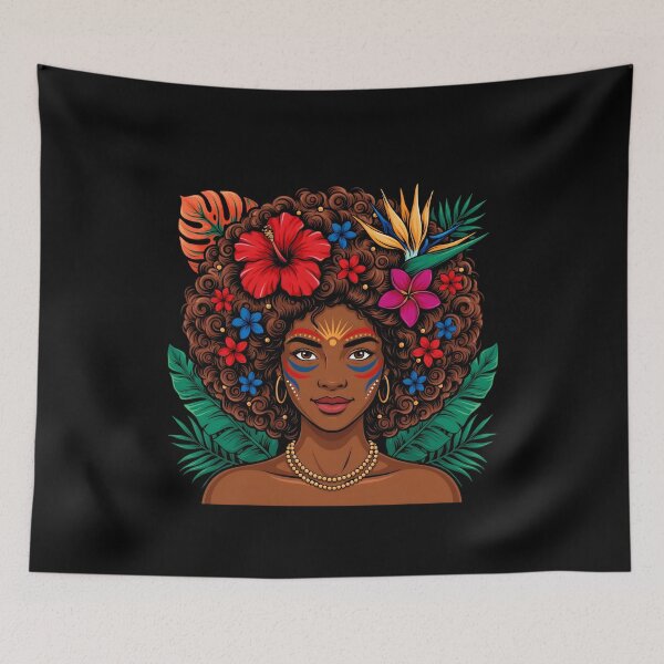 Item preview, African Woman Afro Color Painted Face Beautiful Black Queen Portrait designed and sold by Redgiant87x.