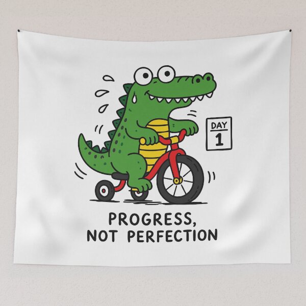 Item preview, Progress Not Perfection Funny Dinosaur designed and sold by CamaleonDesigns.