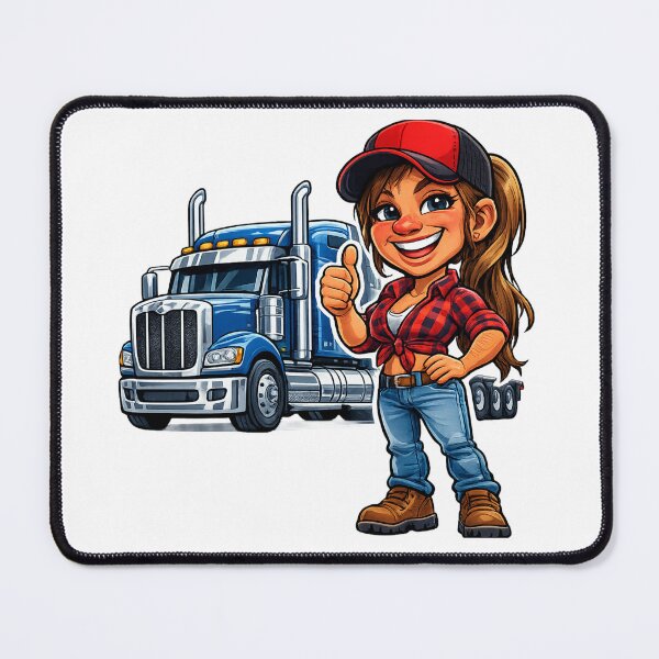 Item preview, Funny Female Big Rig Trucker Cartoon designed and sold by AlexLineArt.