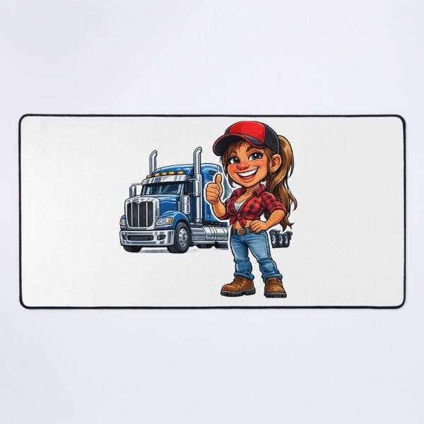Item preview, Funny Female Big Rig Trucker Cartoon designed and sold by AlexLineArt.