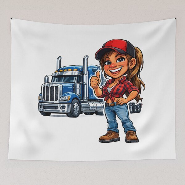 Item preview, Funny Female Big Rig Trucker Cartoon designed and sold by AlexLineArt.