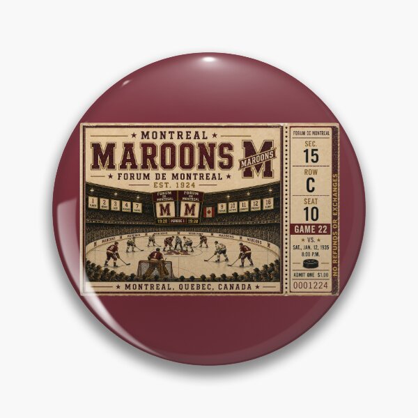 Item preview, Montreal Maroons Vintage Hockey Ticket, Forum de Montreal Retro NHL Art, Classic Hockey Collector Print designed and sold by GhostDawgs.