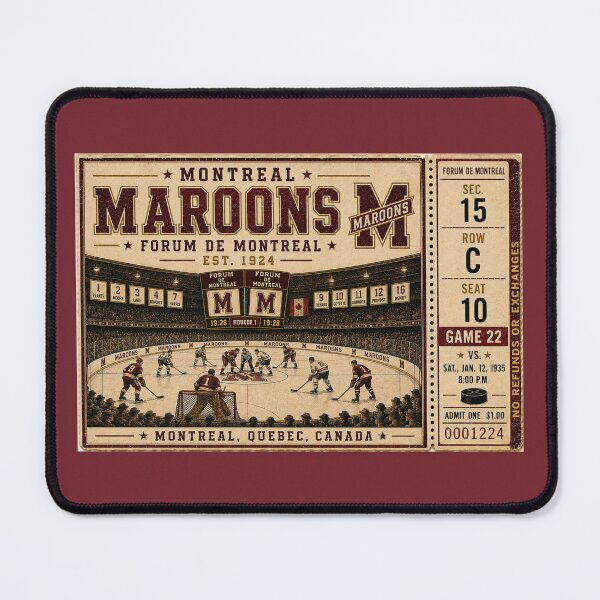 Item preview, Montreal Maroons Vintage Hockey Ticket, Forum de Montreal Retro NHL Art, Classic Hockey Collector Print designed and sold by GhostDawgs.