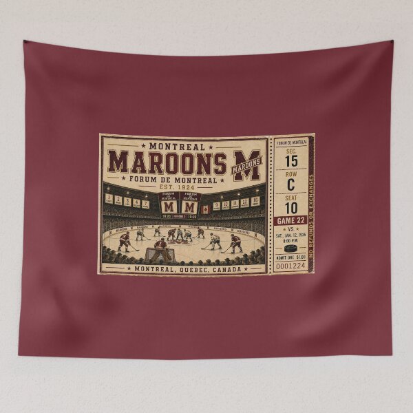 Item preview, Montreal Maroons Vintage Hockey Ticket, Forum de Montreal Retro NHL Art, Classic Hockey Collector Print designed and sold by GhostDawgs.