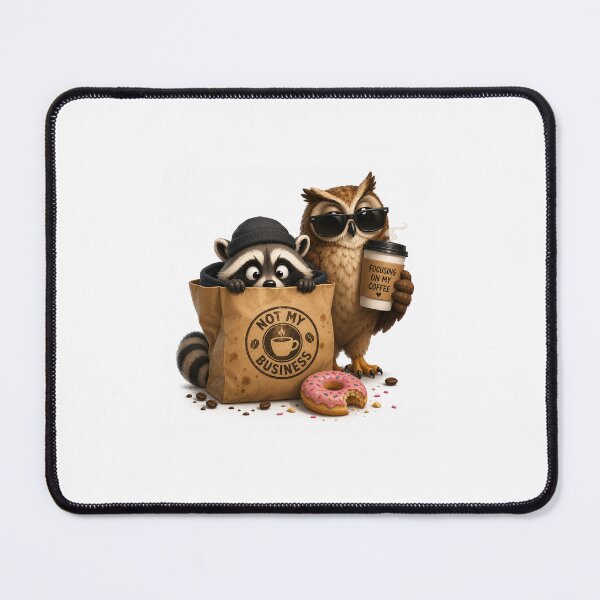 Item preview, Coffee Witness Protection - Raccoon & Owl Funny Cute Sticker designed and sold by QuirkNest Studio .
