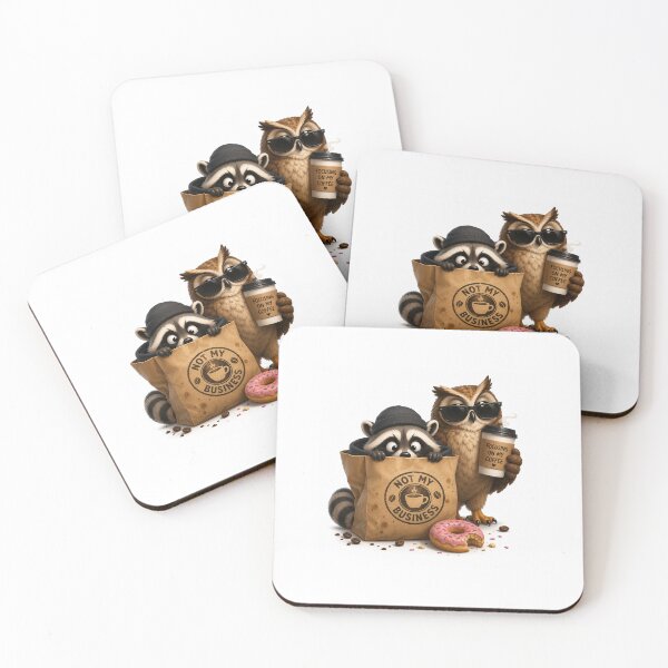 Item preview, Coffee Witness Protection - Raccoon & Owl Funny Cute Sticker designed and sold by QuirkNest Studio .