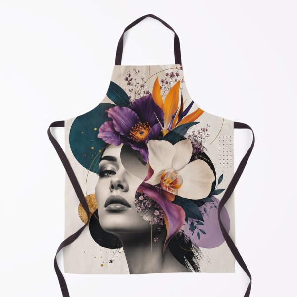 Item preview, Tropical Woman Purple Orange Flowers Gold Circles Wall Art Print designed and sold by Leogasup.