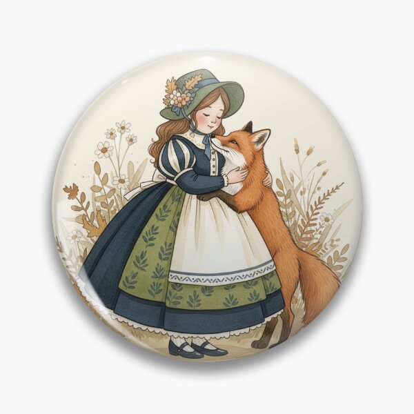 Item preview, Little Girl Hugging a Sweet Fox in the Meadow designed and sold by Pasteltone.