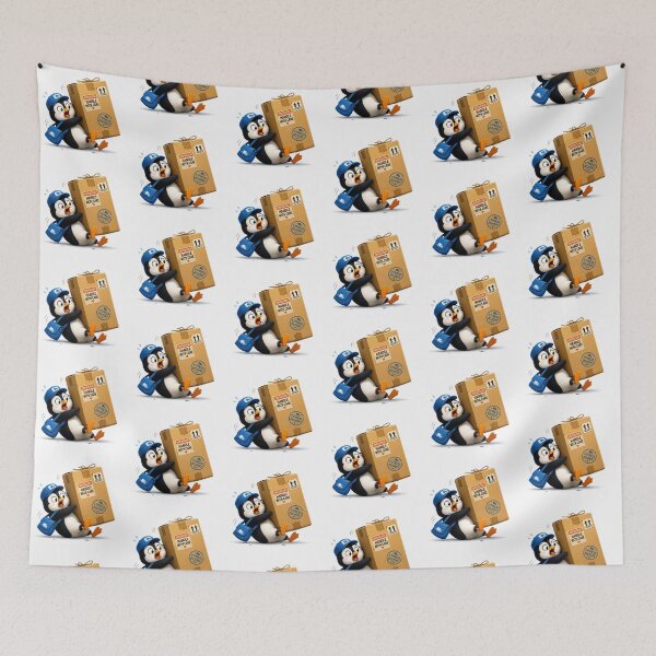 Item preview, Penguin Delivery Delay - Clumsy Penguin Package Art designed and sold by QuirkNest Studio .