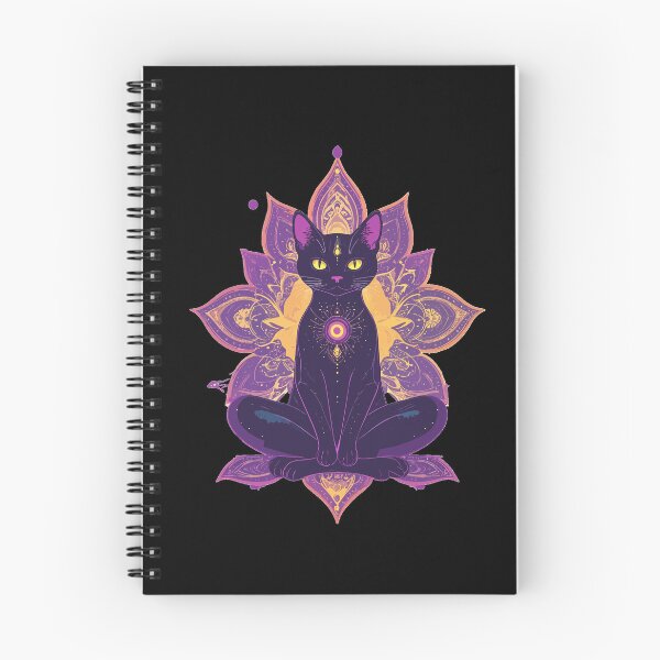 Item preview, Mystic Black Cat Meditation Sacred Geometry designed and sold by AvalonMoss.