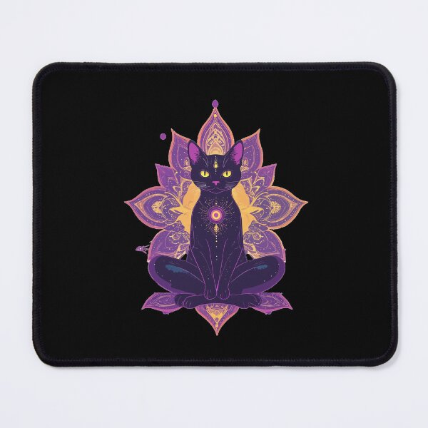 Item preview, Mystic Black Cat Meditation Sacred Geometry designed and sold by AvalonMoss.