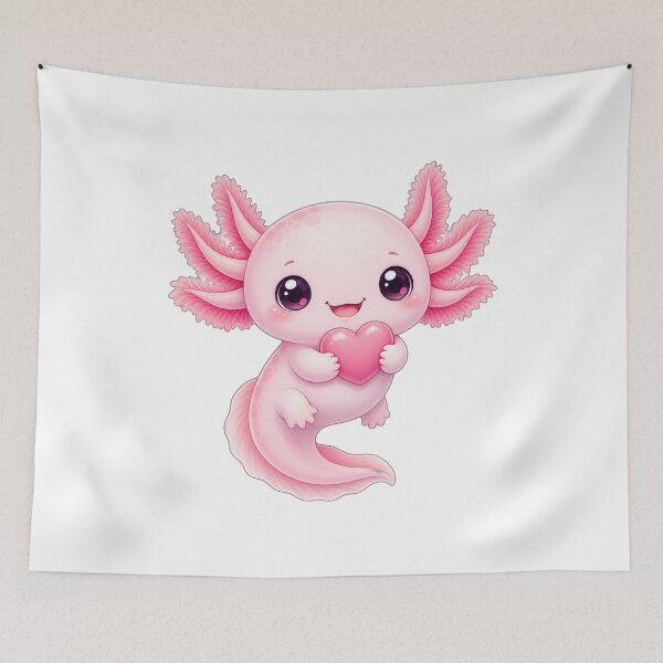 Item preview, Cute Kawaii Axolotl Holding Heart designed and sold by puredevn.