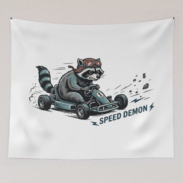 Item preview, Speed Demon Raccoon Go Kart Racer designed and sold by Amir Faysal.