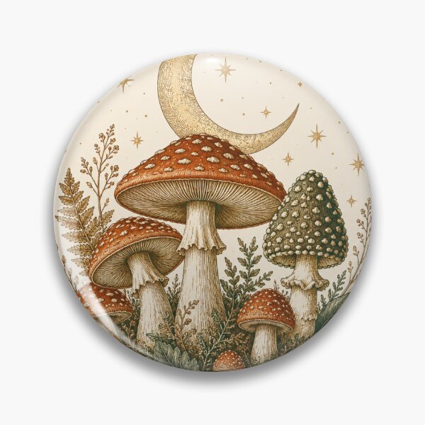 Item preview, Mushroom Moon Toadstool Illustration designed and sold by ForageKitchen.