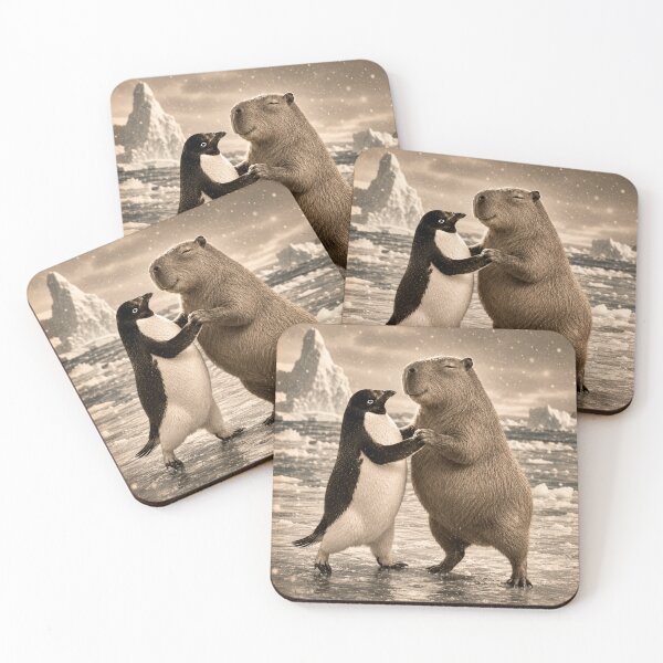 Item preview, Vintage Antarctic Dance Club | Capybara & Penguin Wildlife Documentary Photo | Retro Snow Animal Friendship designed and sold by HOUSE OF TIST.