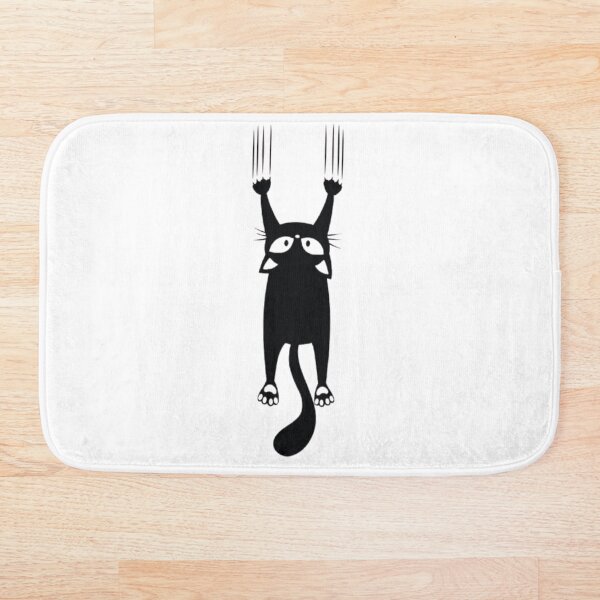 Aperçu de l'œuvre Silhouette amusante de chat noir suspendu avec des marques de griffes créée et vendue par TeeStyle.mr.