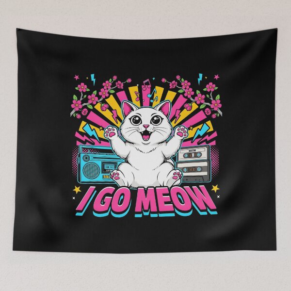 Item preview, I Go Meow Retro Meme Vintage Singing Cat for Cat Lovers designed and sold by Redgiant87x.