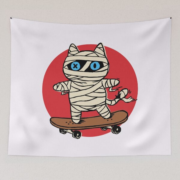 Item preview, Mummy Skateboarding Cat Injured But Still Rolling designed and sold by sXe-art.