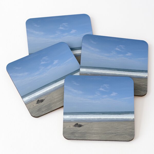 Item preview, Dark driftwood on the wide ocean sand beach designed and sold by Art of Momenz.