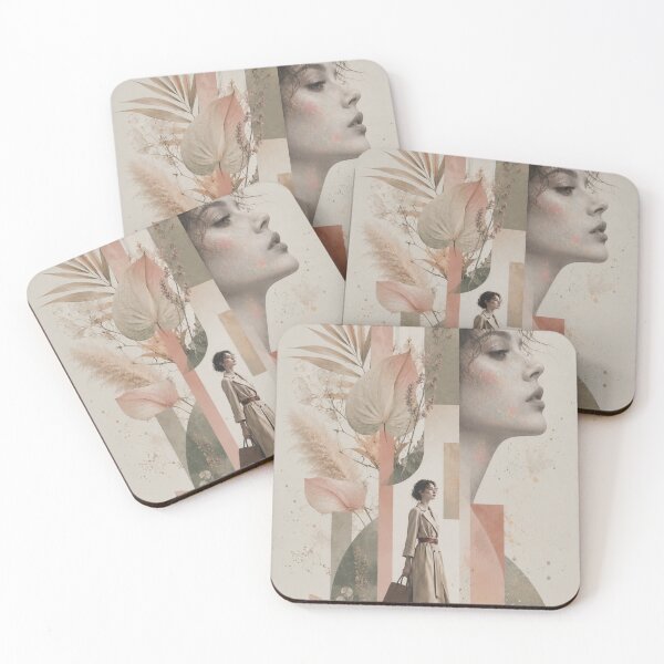 Item preview, Fashion Woman Profile Perfume Dried Leaves Collage Wall Art Print designed and sold by Leogasup.
