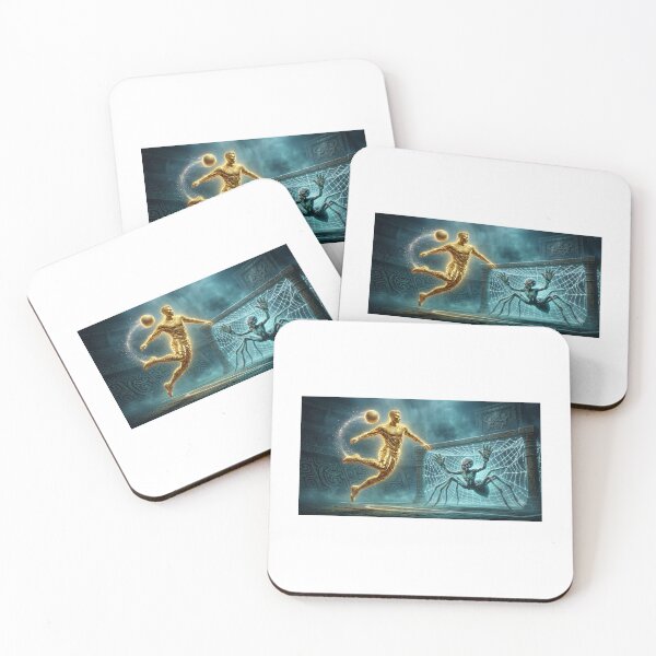 Item preview, Golden Aztec Striker vs Spider Guardian Mythic Football Poster designed and sold by VikrantCreative.
