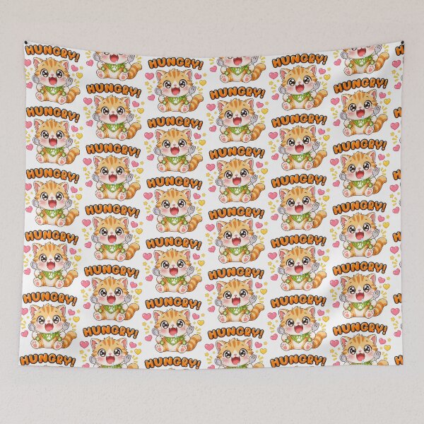 Item preview, Hungry  Orange tabby cat Animal Clipart designed and sold by KJackArtwork.