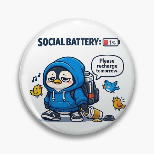 Item preview, Social Battery 1 Percent Funny Penguin Vector  designed and sold by wizooo411.