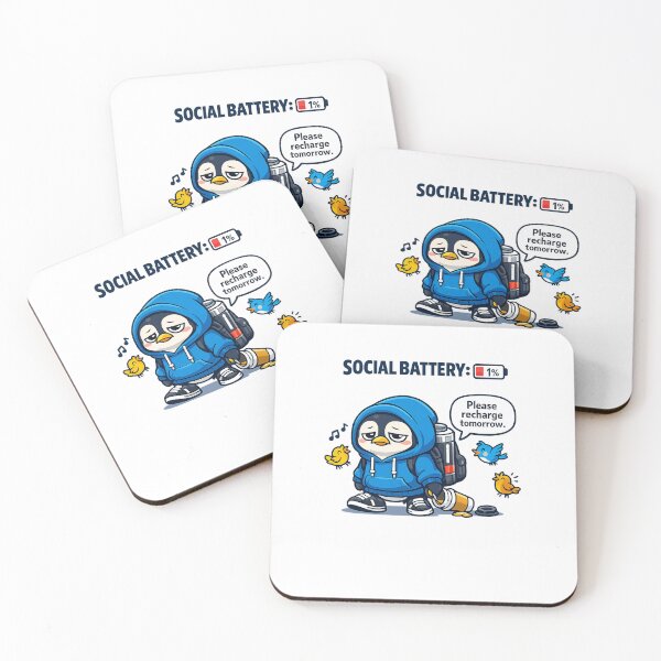 Item preview, Social Battery 1 Percent Funny Penguin Vector  designed and sold by wizooo411.