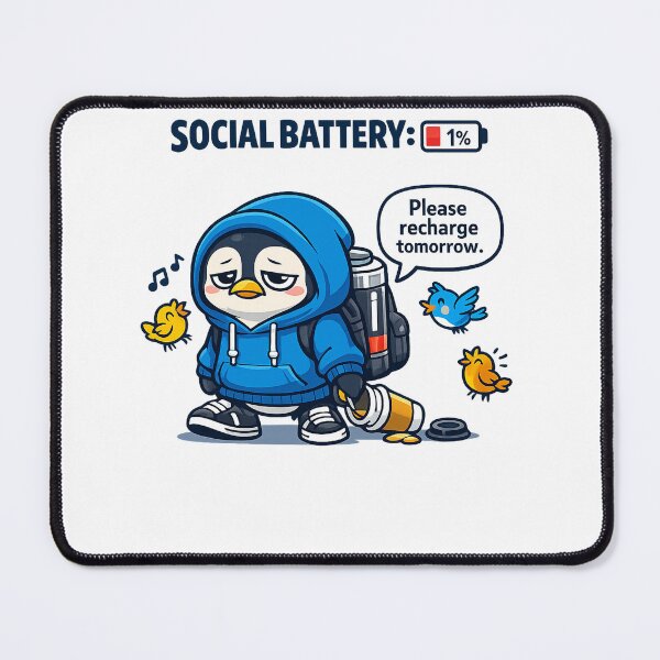 Item preview, Social Battery 1 Percent Funny Penguin Vector  designed and sold by wizooo411.