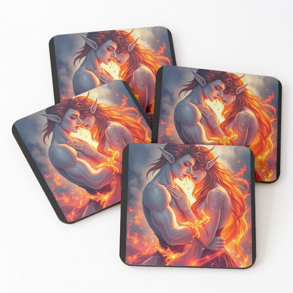 Item preview, Fire and Frost Elven Lovers – Romantic Fantasy Couple Art designed and sold by Aruellart.
